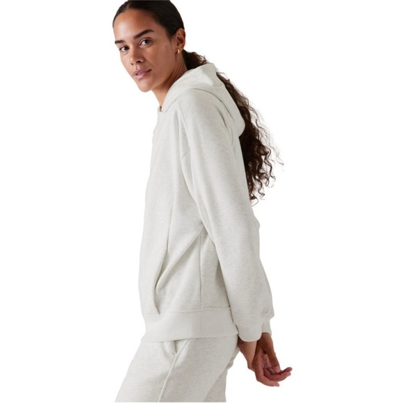 Athleta Cozy Karma Hoodie Sweatshirt Fog Grey Heather - Picture 2 of 8